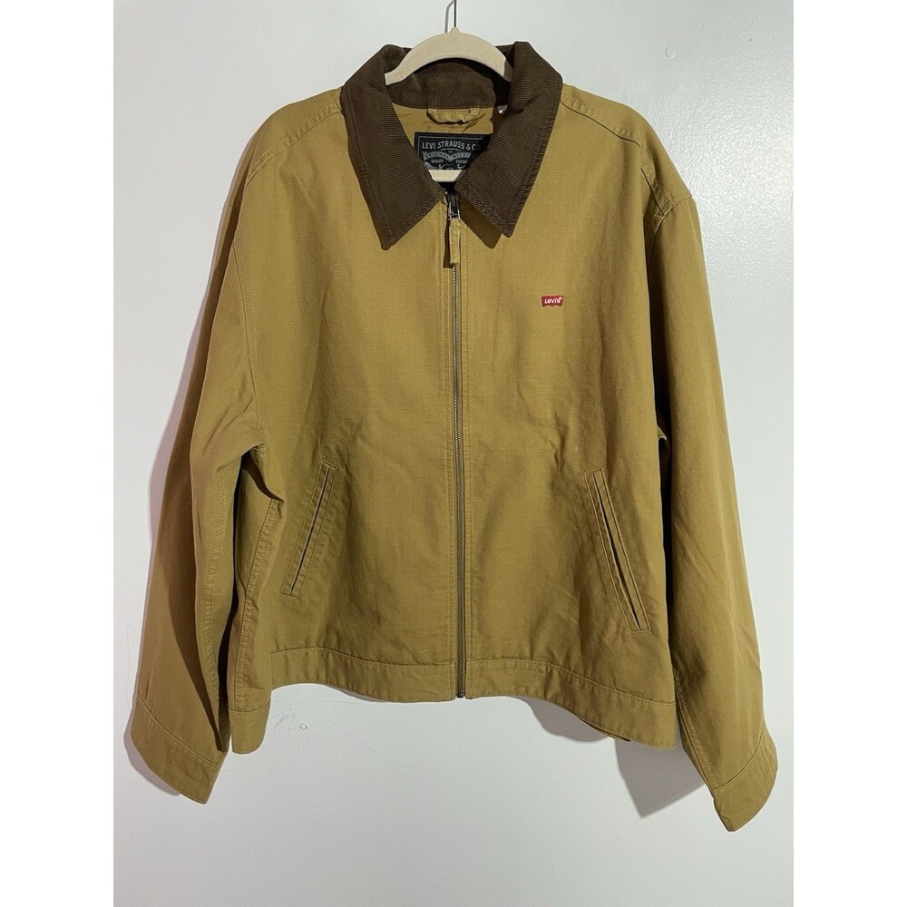 Levis Canvas Depot Jacket‎ Mens XL Brown Corduroy Collar Trucker Barn Utility